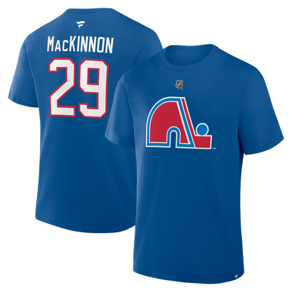Nathan MacKinnon #29 Colorado Avalanche Fanatics Authentic Stack Name and Number T-Shirt - Blue