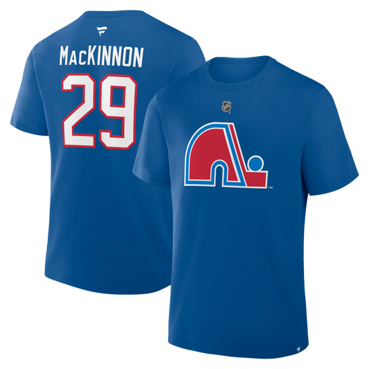 Nathan MacKinnon #29 Colorado Avalanche Fanatics Authentic Stack Name and Number T-Shirt - Blue