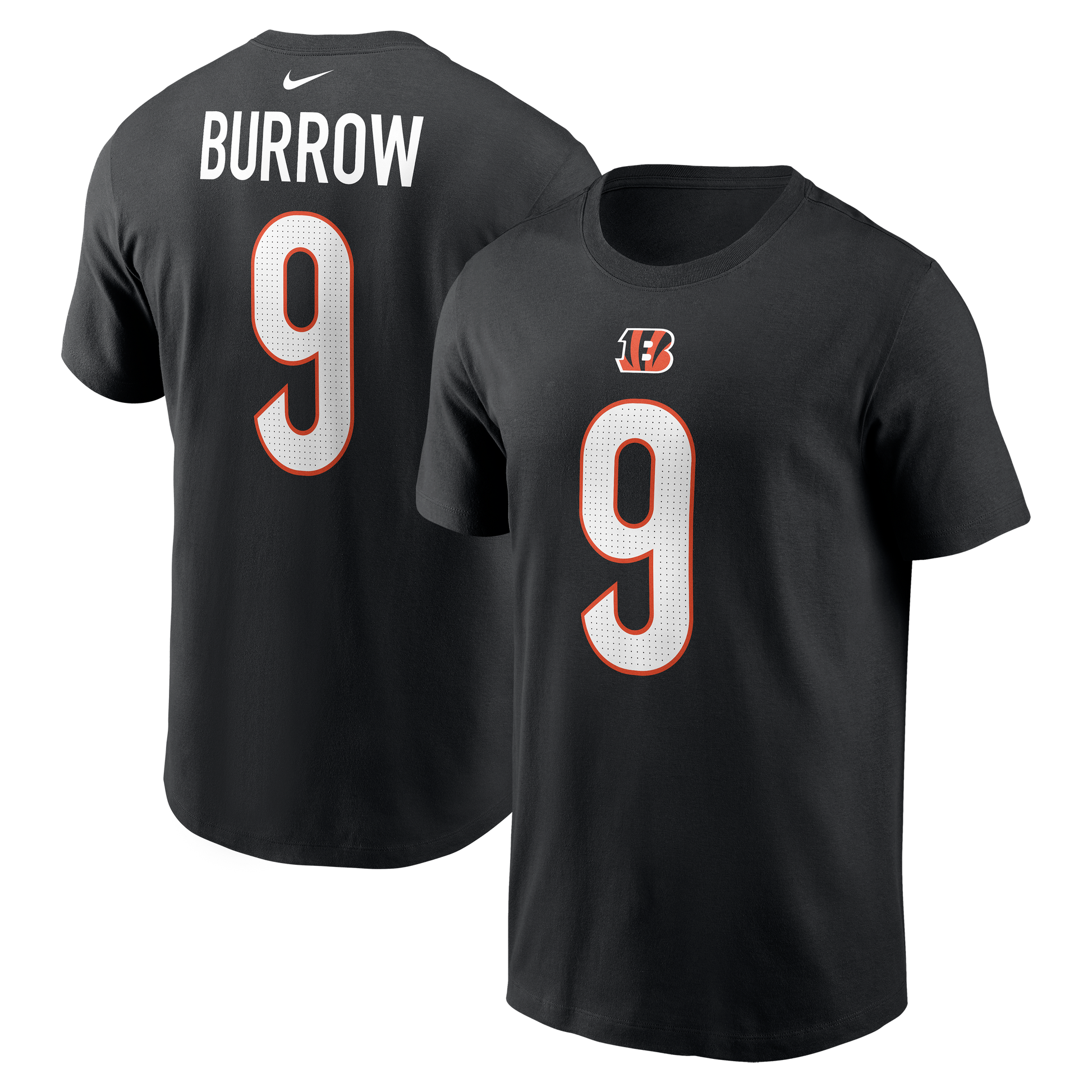 Joe Burrow #9 Cincinnati Bengals Nike - Name & Number Black T-Shirt - Pro League Sports Collectibles Inc.