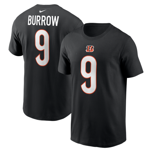 Joe Burrow #9 Cincinnati Bengals Nike - Name & Number Black T-Shirt - Pro League Sports Collectibles Inc.