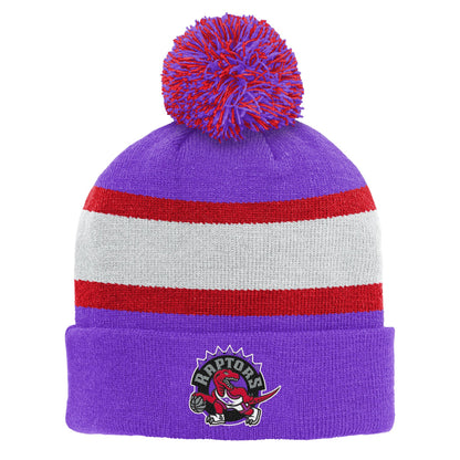 Youth Toronto Raptors Mitchell and Ness HWC Stripe Retro Beanie Toque - Pro League Sports Collectibles Inc.