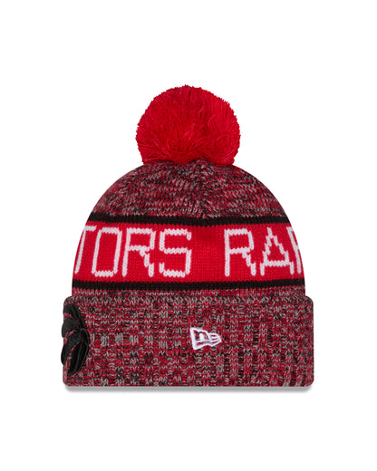 Youth Toronto Raptors New Era Tri Colour Cuffed Knit Hat with Pom - Red Ball