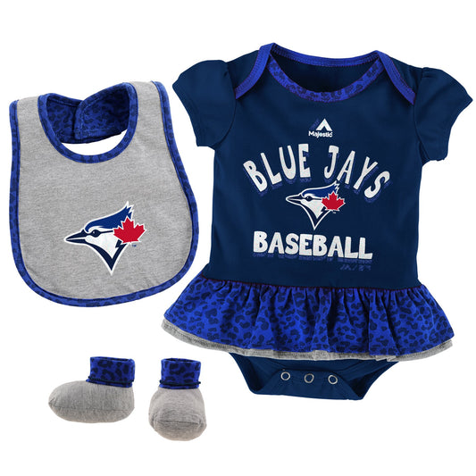 Infant Toronto Blue Jays Wildcard Girl 3-Piece Creeper Set