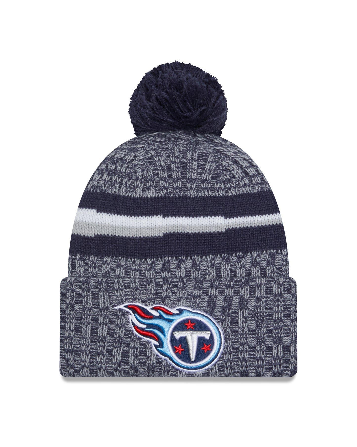 Tennessee Titans New Era 2023 Sideline - Sport Cuffed Pom Knit Hat - Navy - Pro League Sports Collectibles Inc.