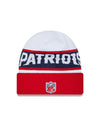 New England Patriots New Era 2023 Sideline Tech Cuffed Knit Hat - White/Red - Pro League Sports Collectibles Inc.