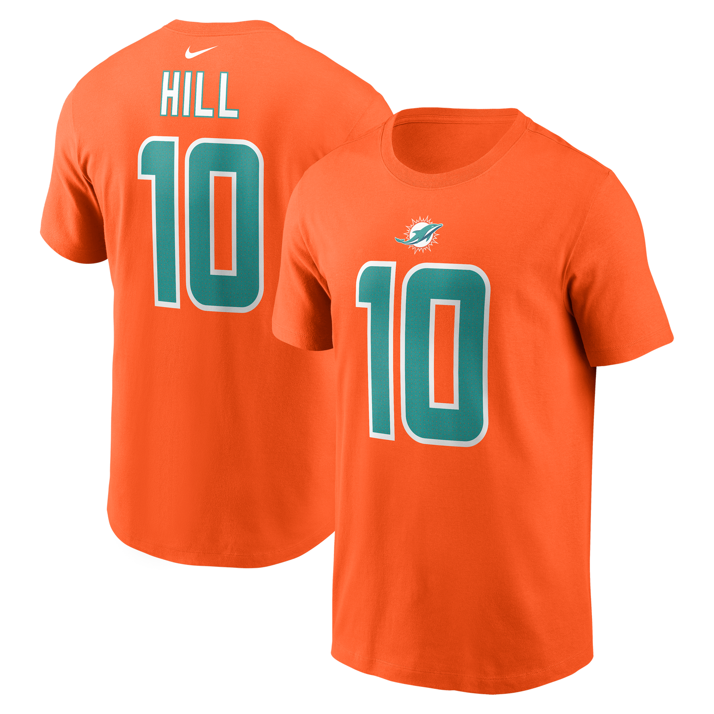 Tyreek Hill #10 Miami Dolphins Nike Player Name & Number T-Shirt - Orange - Pro League Sports Collectibles Inc.