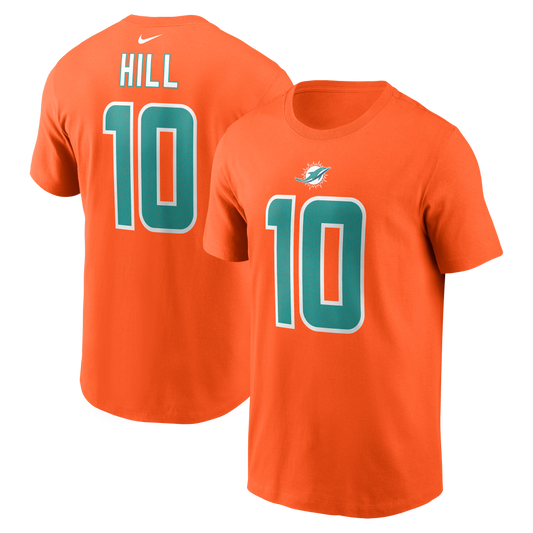 Tyreek Hill #10 Miami Dolphins Nike Player Name & Number T-Shirt - Orange - Pro League Sports Collectibles Inc.