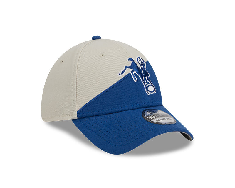 Indianapolis Colts New Era 2023 Historic Sideline 39THIRTY Flex Hat - Cream/Royal - Pro League Sports Collectibles Inc.