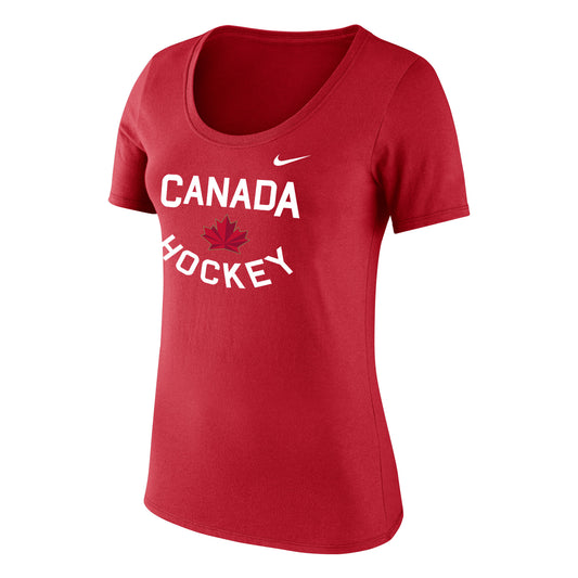 Women's Team Canada Hockey Core Cotton Scoop T-Shirt - Red