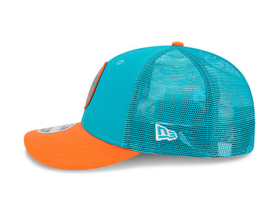 Miami Dolphins New Era 2023 Sideline Low Profile 9FIFTY Snapback Hat - Aqua/Orange