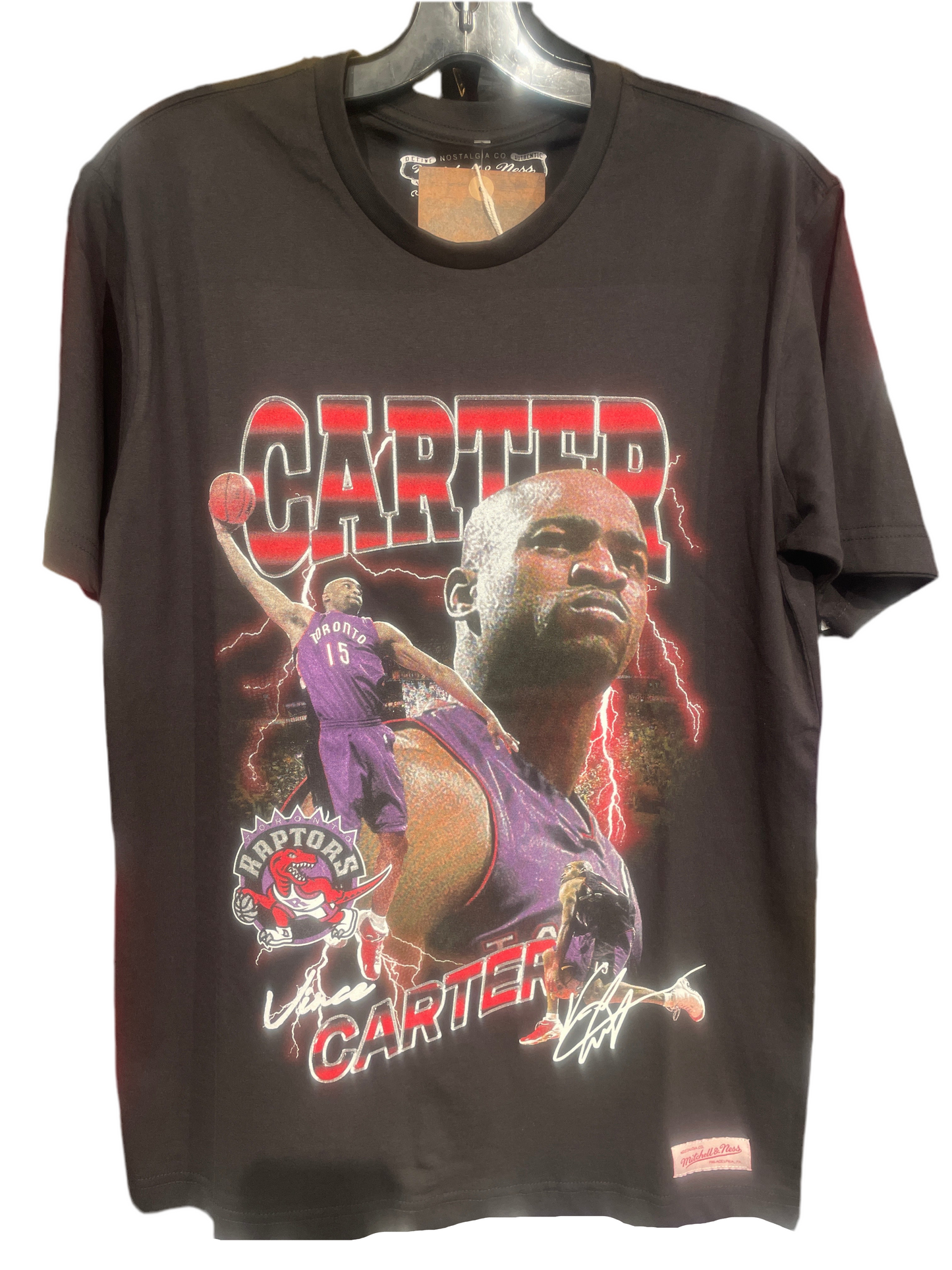 Vince Carter Toronto Raptors Black Hardwood Classic Between The Leg T-Shirt