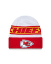 Kansas City Chiefs New Era 2023 Sideline Tech Cuffed Knit Hat - White/Red - Pro League Sports Collectibles Inc.