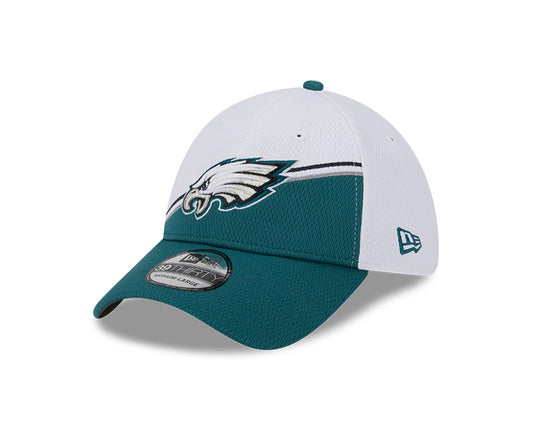 Philadelphia Eagles New Era 2023 Sideline 39THIRTY Flex Hat - White/Midnight Green - Pro League Sports Collectibles Inc.