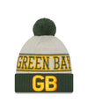 Green Bay Packers New Era 2023 Sideline Historic Pom Cuffed Knit Hat - Cream/Green - Pro League Sports Collectibles Inc.