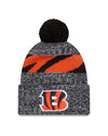 Cincinnati Bengals New Era 2023 Sideline - Sport Cuffed Pom Knit Hat - Black - Pro League Sports Collectibles Inc.