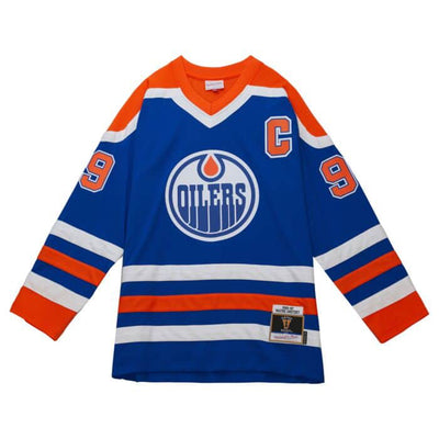 Wayne Gretzky #99 Edmonton Oilers 1986-87 Blue Line Mitchell & Ness Jersey - Pro League Sports Collectibles Inc.