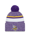 Minnesota Vikings New Era 2023 Sideline - Sport Cuffed Pom Knit Hat - Purple - Pro League Sports Collectibles Inc.