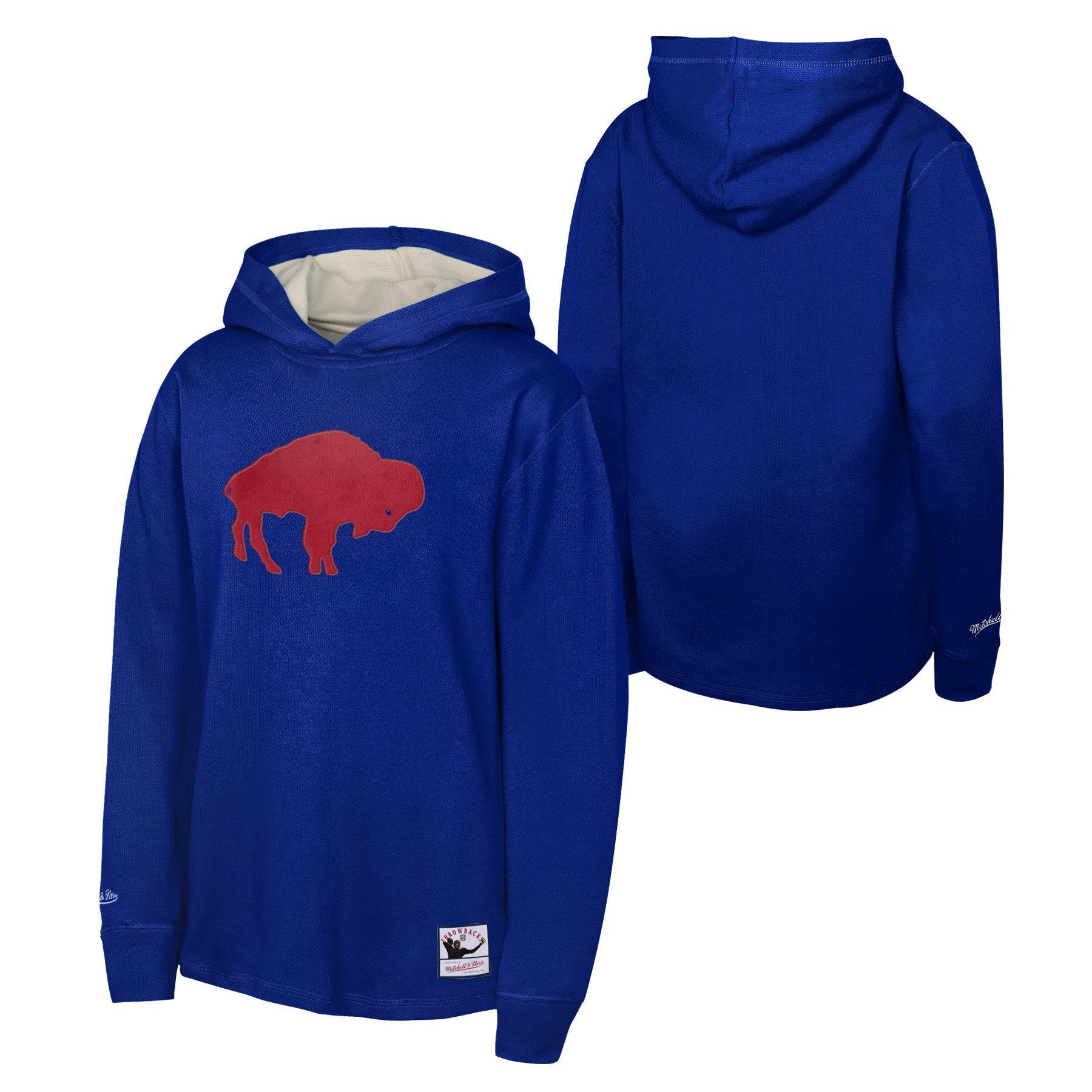 Youth Buffalo Bills Mitchell and Ness Long Sleeve Thermal Pullover Hoodie - Pro League Sports Collectibles Inc.