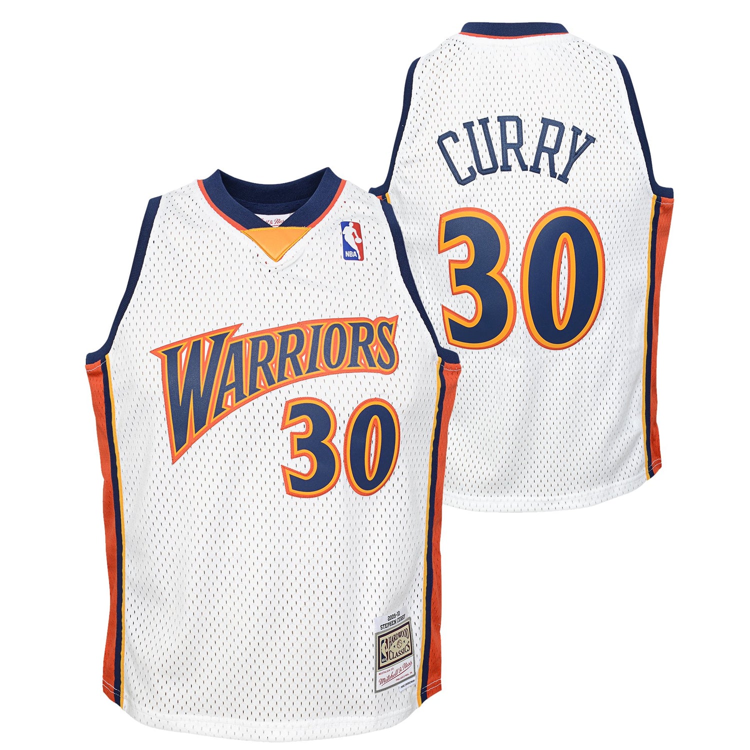 Youth Stephen Curry Golden State Warriors Mitchell & Ness 2009-10 Hardwood Classic Swingman Jersey - White - Pro League Sports Collectibles Inc.