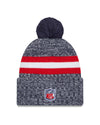 New England Patriots New Era 2023 Sideline - Sport Cuffed Pom Knit Hat - Navy - Pro League Sports Collectibles Inc.