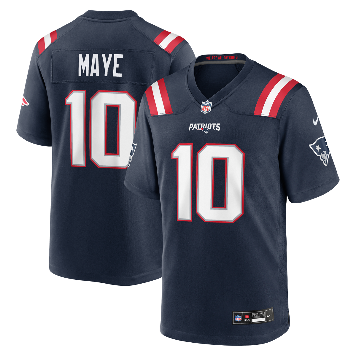 Drake Maye #10 New England Patriots Nike Game Player Jersey - Navy