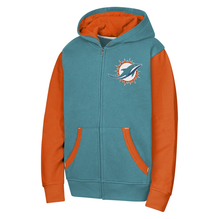 Youth Miami Dolphins Stadium 2.0 Full Zip Fleece Hoodie