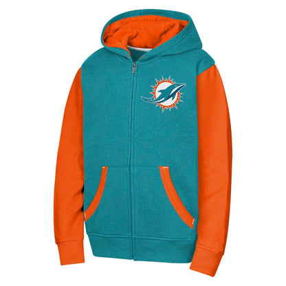 Youth Miami Dolphins Stadium 2.0 Full Zip Fleece Hoodie