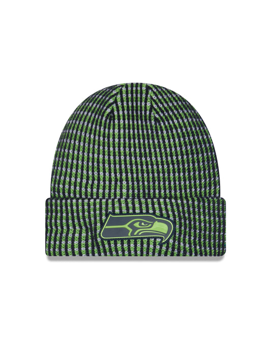 Seattle Seahawks 2026 New Era NFL Sideline Cold Weather Cuff Knit Toque - Action Green / Navy
