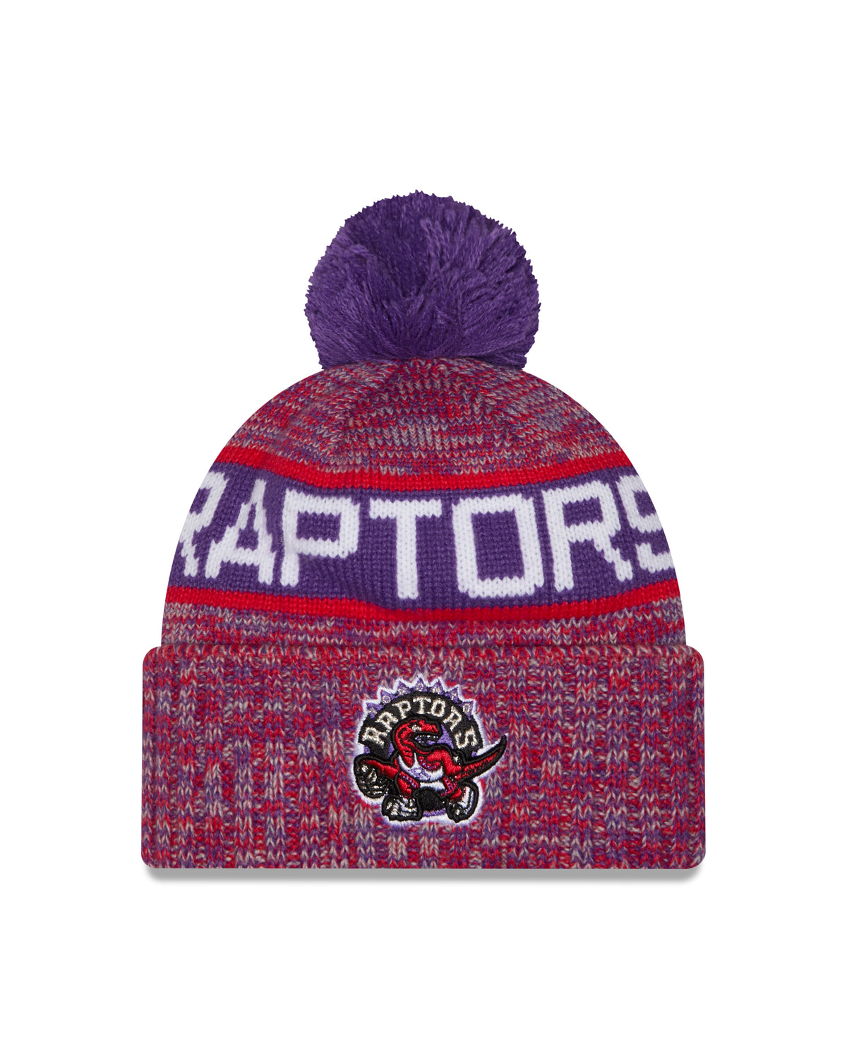Youth Toronto Raptors New Era Tri Colour Cuffed Knit Hat with Pom