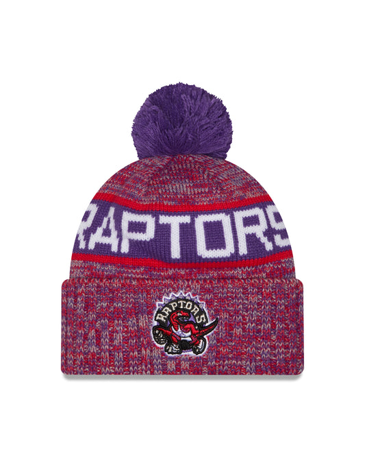 Youth Toronto Raptors New Era Tri Colour Cuffed Knit Hat with Pom