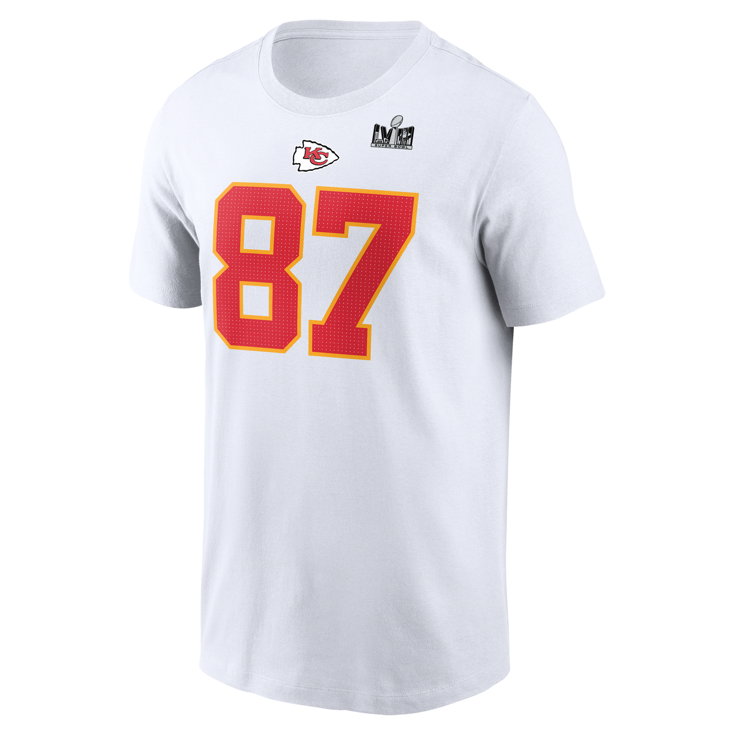 Travis Kelce #87 Kansas City Chiefs SUPER-BOWL  Nike - Name & Number White T-Shirt