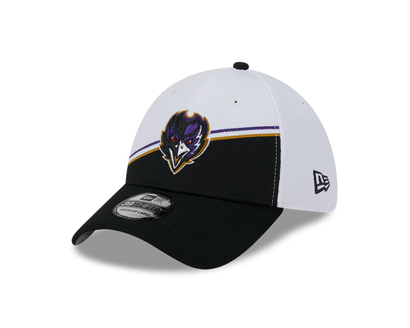 Baltimore Ravens New Era 2023 Sideline 39THIRTY Flex Hat - White/Black - Pro League Sports Collectibles Inc.