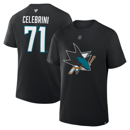 Macklin Celebrini  #71 San Jose Sharks Fanatics Authentic Stack Name and Number T-Shirt - Black