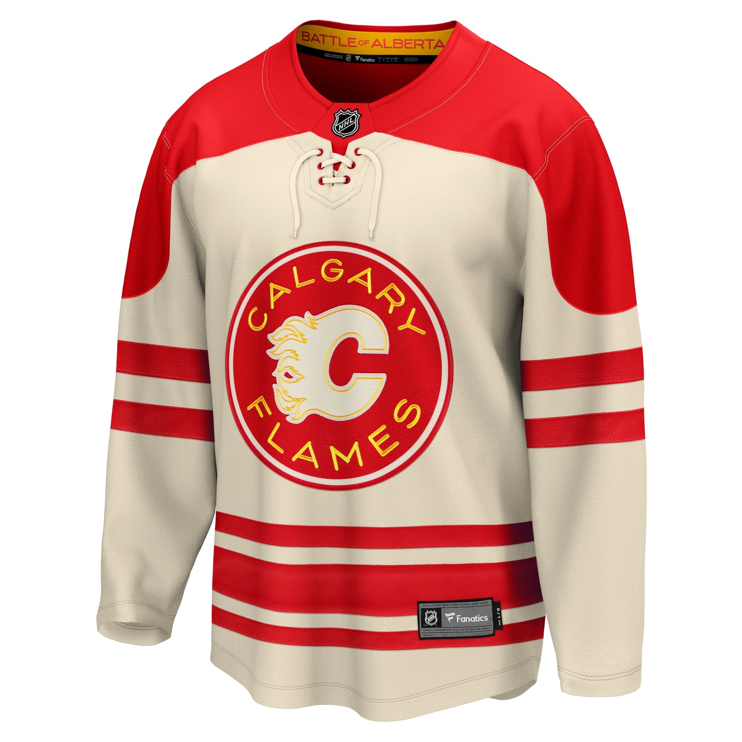 Calgary Flames 2023 NHL Heritage Classic - Fanatics Breakaway Jersey - Cream - Pro League Sports Collectibles Inc.