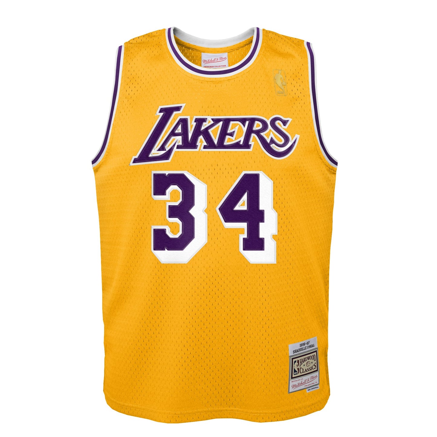 Youth Shaquille O'Neal #34 Los Angeles Lakers Mitchell and Ness 1996-97 Hardwood Classic Swingman Jersey - Gold