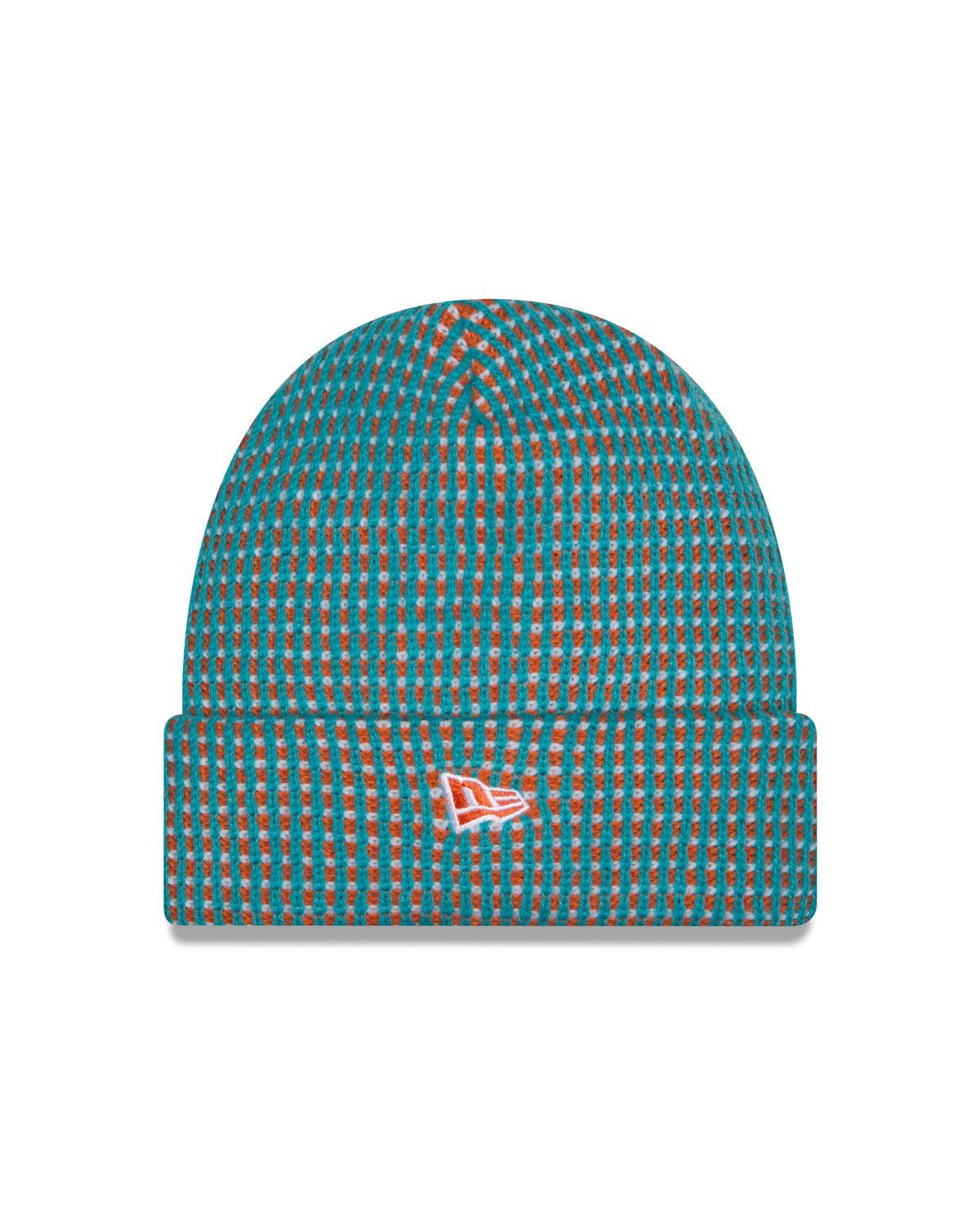 Miami Dolphins 2026 New Era NFL Sideline Cold Weather Cuff Knit Toque - Aqua / Orange