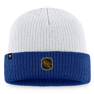 Toronto Maple Leafs Fanatics Branded Heritage Vintage Cuffed Knit Hat - White/Blue - Pro League Sports Collectibles Inc.