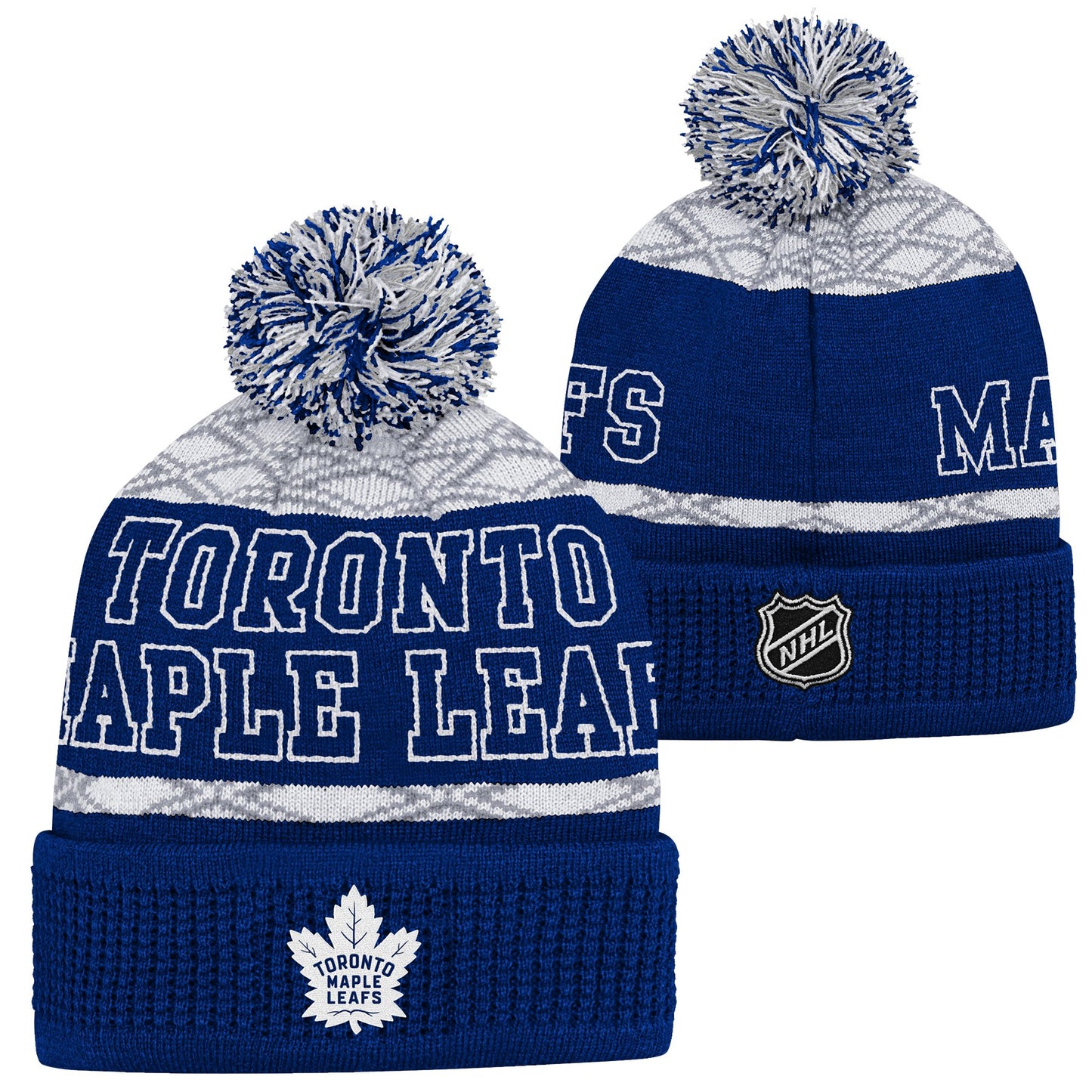 Youth Toronto Maple Leafs Puck Pattern Cuffed Knit Toque