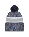 Dallas Cowboys New Era 2023 Sideline - Sport Cuffed Pom Knit Hat - Blue - Pro League Sports Collectibles Inc.