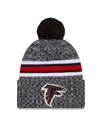 Atlanta Falcons New Era 2023 Sideline - Sport Cuffed Pom Knit Hat - Black - Pro League Sports Collectibles Inc.