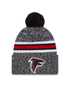 Atlanta Falcons New Era 2023 Sideline - Sport Cuffed Pom Knit Hat - Black - Pro League Sports Collectibles Inc.