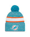 Miami Dolphins New Era 2023 Sideline - Sport Cuffed Pom Knit Hat - Teal - Pro League Sports Collectibles Inc.