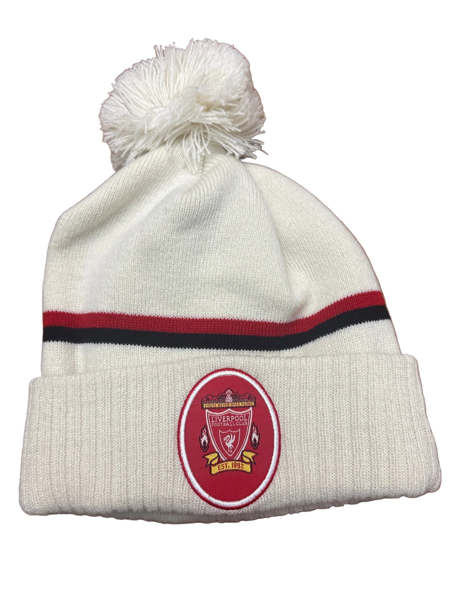Liverpool FC New Era Striped Cuffed Pom Toque - Cream
