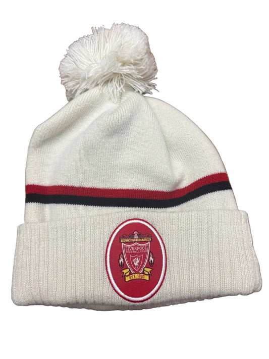 Liverpool FC New Era Striped Cuffed Pom Toque - Cream