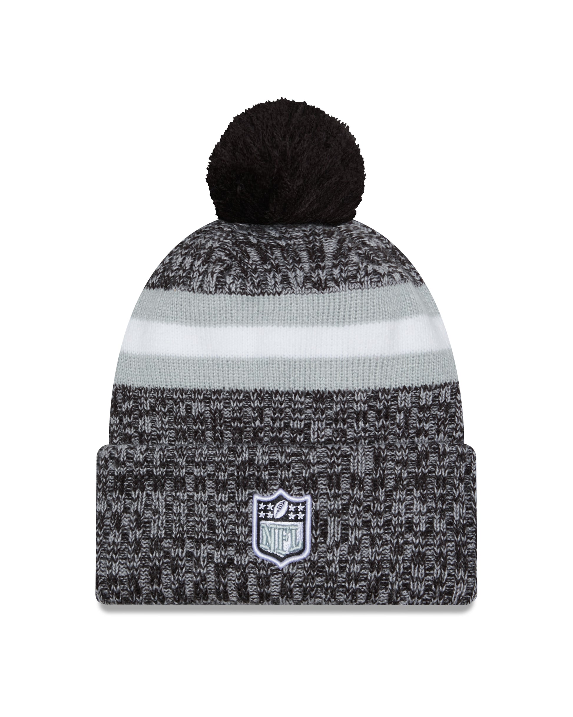 Las Vegas Raiders New Era 2023 Sideline - Sport Cuffed Pom Knit Hat - Black - Pro League Sports Collectibles Inc.