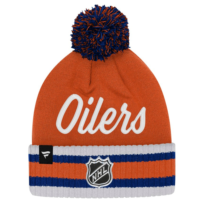 Youth Edmonton Oilers Fanatics Authentic Pro Cuffed Knit Hat - Orange
