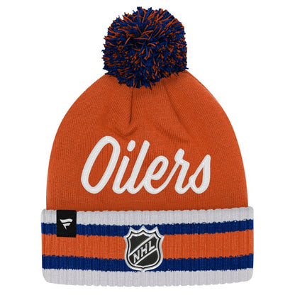 Youth Edmonton Oilers Fanatics Authentic Pro Cuffed Knit Hat - Orange