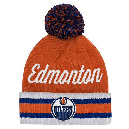 Youth Edmonton Oilers Fanatics Authentic Pro Cuffed Knit Hat - Orange