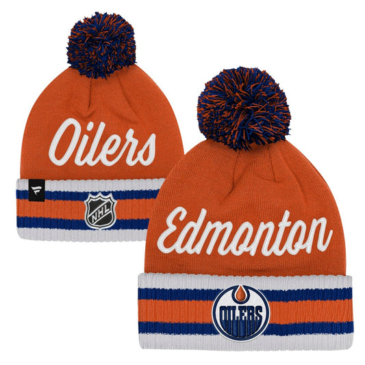Youth Edmonton Oilers Fanatics Authentic Pro Cuffed Knit Hat - Orange