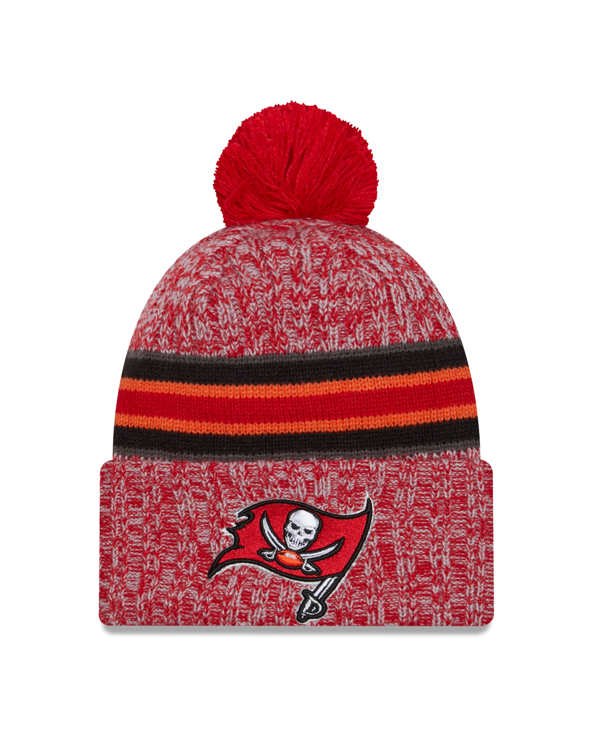 Tampa Bay Buccaneers New Era 2023 Sideline - Sport Cuffed Pom Knit Hat - Red - Pro League Sports Collectibles Inc.